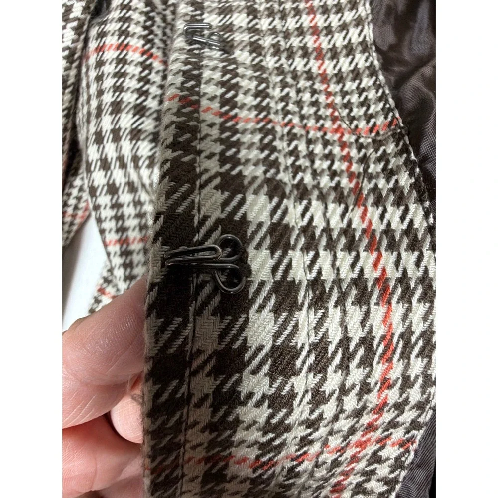 The Fashion Gallery Houndstooth Ruffle Trim Open Front Coat XL Plaid - Picture 8 of 11